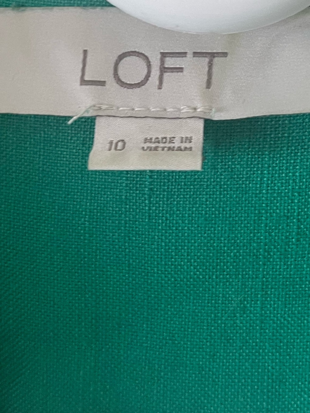 Loft Linen Blend Belted Green Maxi Shirt Dress Side Slits Sz 10 - Picture 5 of 5